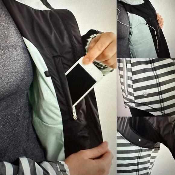 Lululemon Sea Stripe Mint Moment Black Jacket - Picture 3 of 7